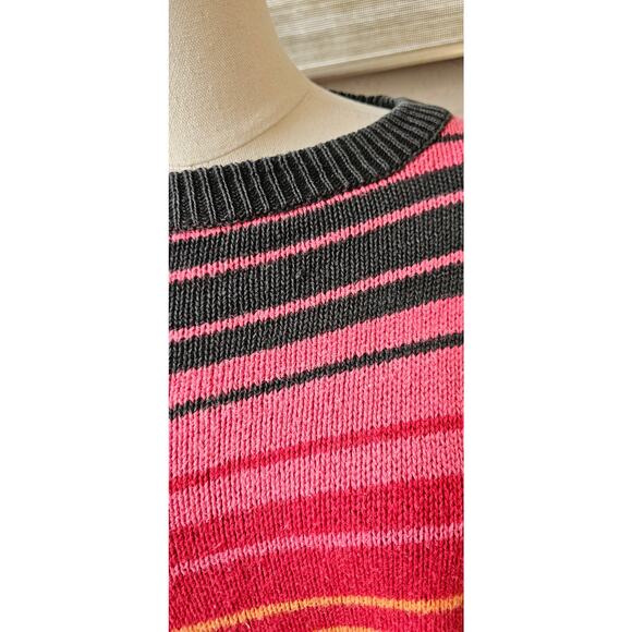 Vintage OS International Oversized Rainbow Stripe Pullover Sweater Women Size L - Picture 3 of 4